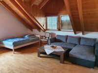 Wohnzimmer mit Bett und Schlafsofa Wohnzimmer mit Bett und Schlafsofa
