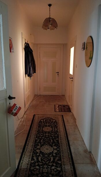 Flur, von dem die Zimmer abgehen.