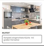 Komplett eingerichtete Küche mit Kachelofen WLAN und großen TV 