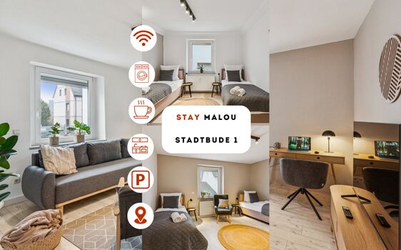 3 Wohnungen/20 Schlafplätze-Parkplatz,Küche,Garten,WLAN,TV,Wohnzimmer