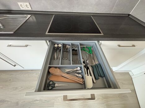 Kochfeld und Besteck schickes Apartment