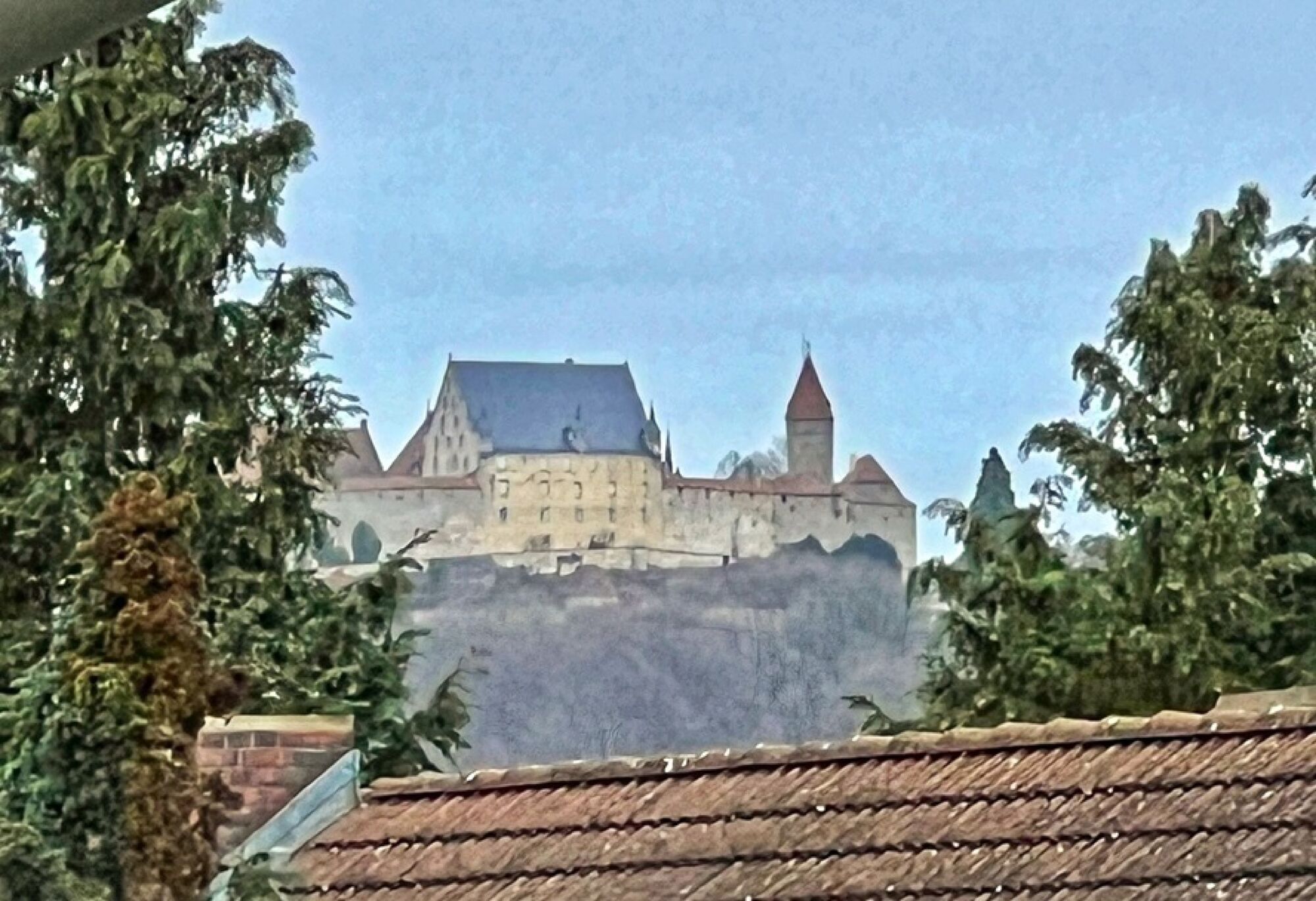 Blick auf die Veste Coburg vom Küchenfenster in Parterre